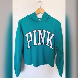 PINK Victoria's Secret Teal Cropped Hoodie